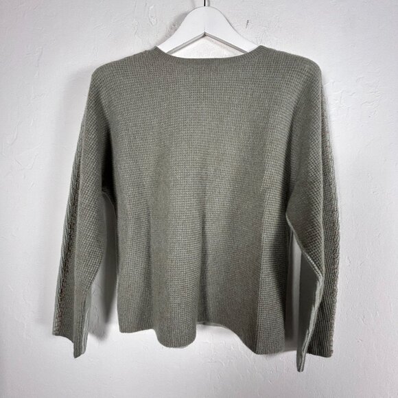 Calme Johnny Was Cashmere Sweater Women’s Green Waffle Knit Pullover Medium - Picture 2 of 8